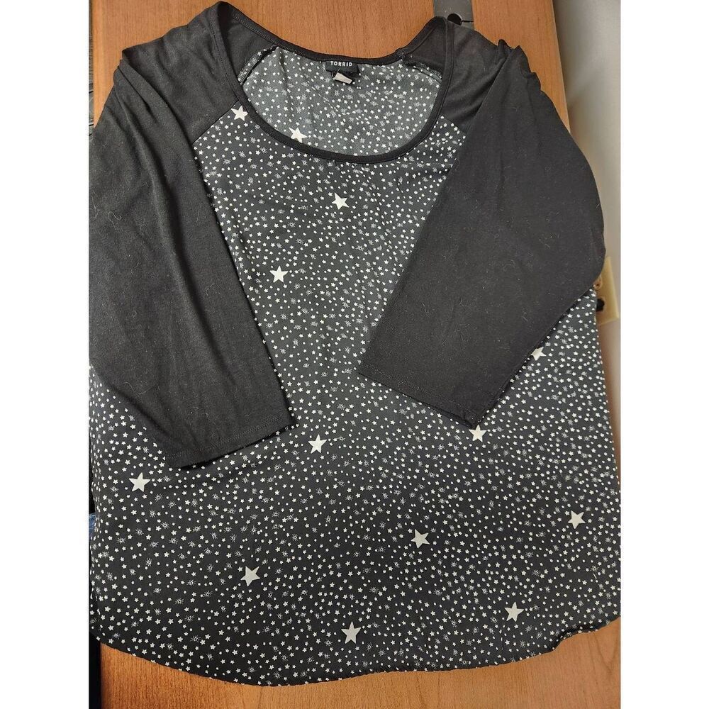 Torrid Black and White Stars sheer top size 3X